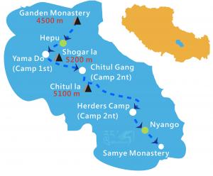 tibet-ganden-samye-trekking-tour-map